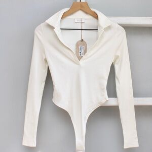 Meshki White Long Sleeve Bodysuit